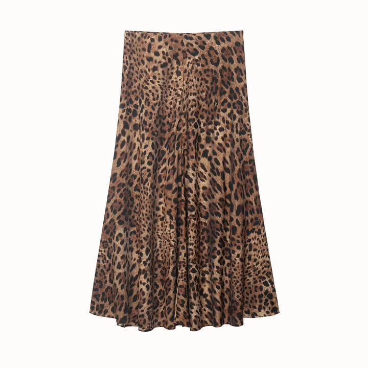 Women's satin midi skirt with high comfort waistband and flared A-line silhouette Mune Fashion