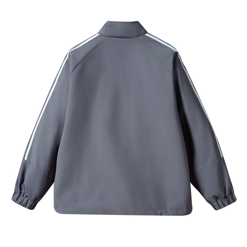 Men's Lightweight Retro Track Transition Jacket with Stand Collar and Sleeve Stripes Mune Fashion