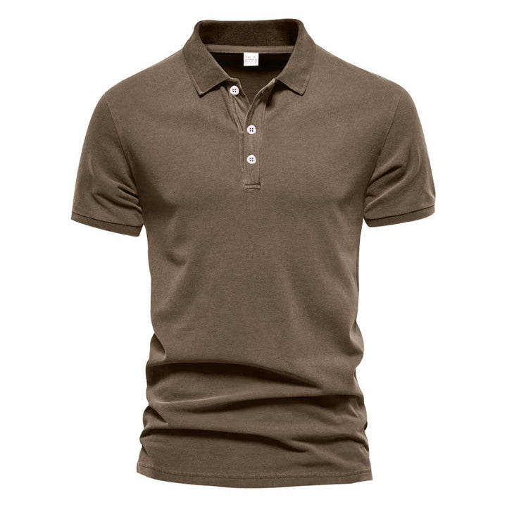 Men's breathable cotton polo shirt short sleeves with classic collar and ribbed cuffs Mune Fashion