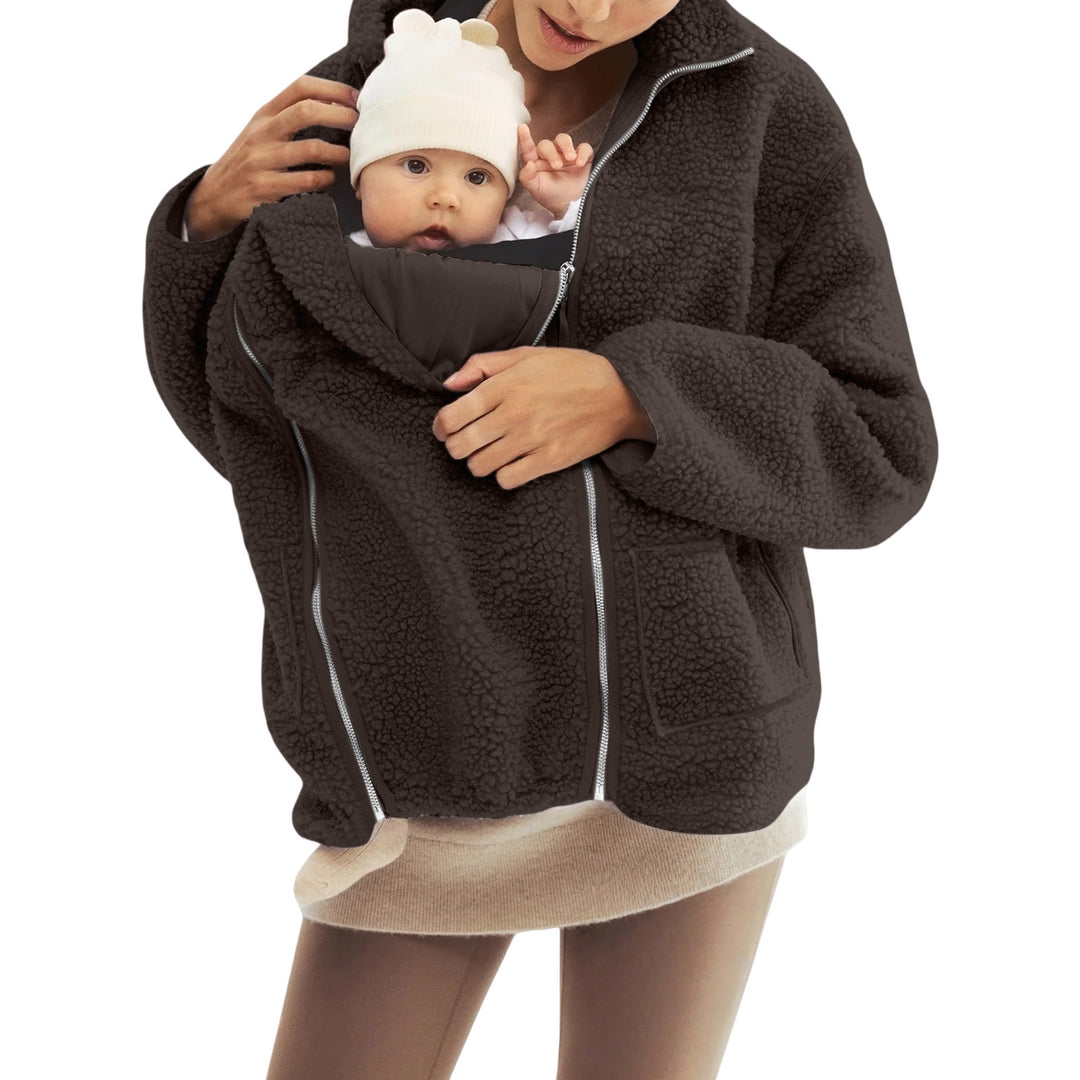 Women's oversized teddy fleece jacket with stand-up collar and full-length zipper Mune Fashion