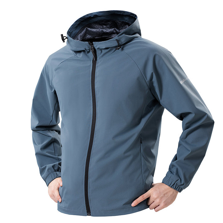Men's lightweight water-repellent hooded shell jacket with breathable mesh lining Mune Fashion