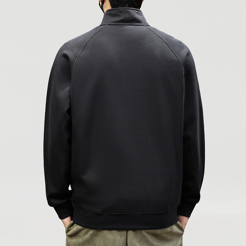 Men's Oversized Half-Zip Sweatshirt with High Stand Collar, Raglan Sleeves & Ribbed Cuffs Mune Fashion