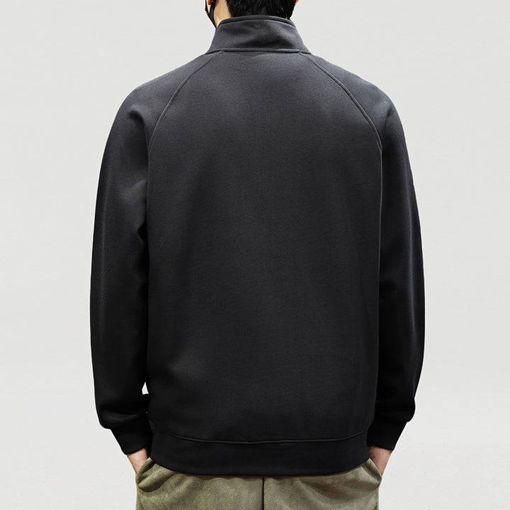 Men's Oversized Half-Zip Sweatshirt with High Stand Collar, Raglan Sleeves & Ribbed Cuffs Mune Fashion