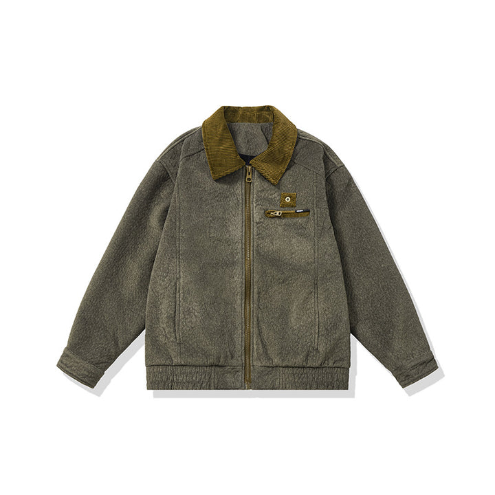 Men's short-cut fleece jacket with cord collar and safety chest pocket Mune Fashion