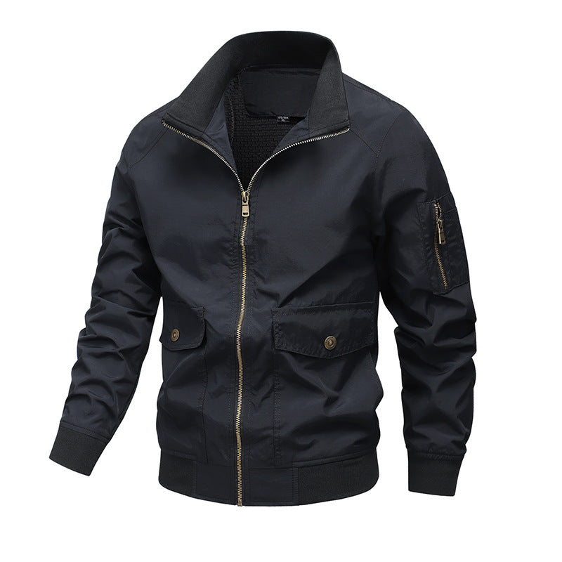 Men's Lightweight Utility Bomber Jacket with Arm Pocket and Mesh Lining Mune Fashion