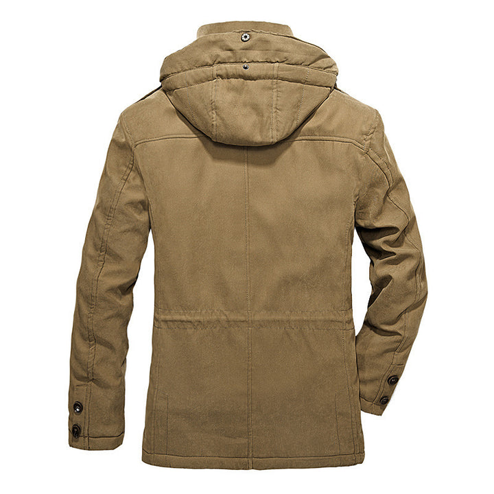 Men's Padded Canvas Field Parka with Sherpa Lining and Hood Collar Mune Fashion