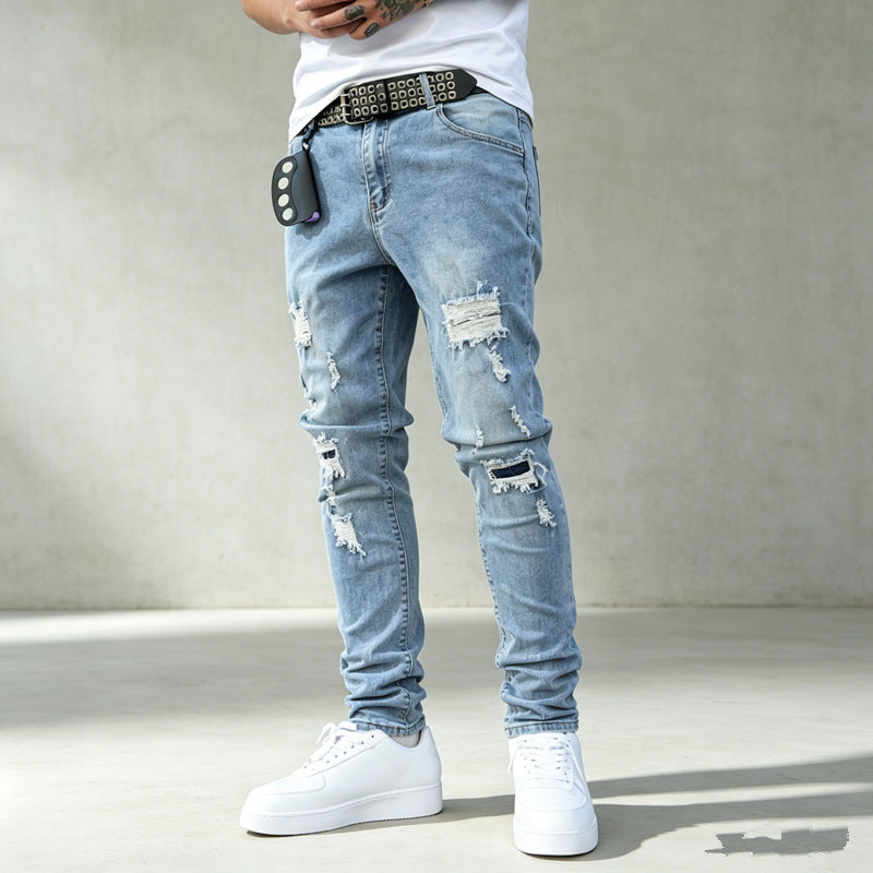 Men's Fashionable Ripped Denim Pants Mune Fashion
