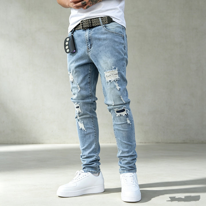 Men's Fashionable Ripped Denim Pants Mune Fashion
