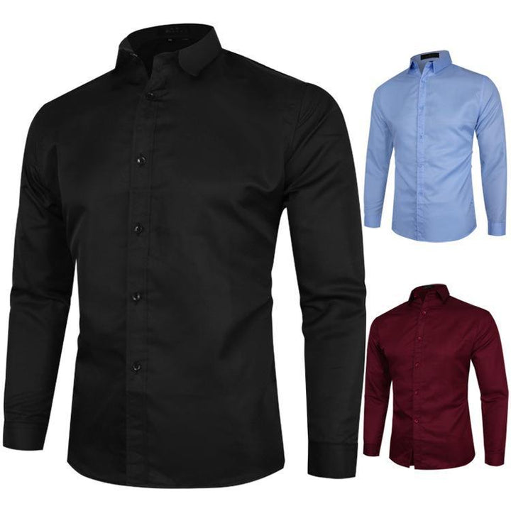 Men's Slim-Fit Business Shirt with Kent Collar Stretch Comfort and Easy-Care Cotton Blend Mune Fashion