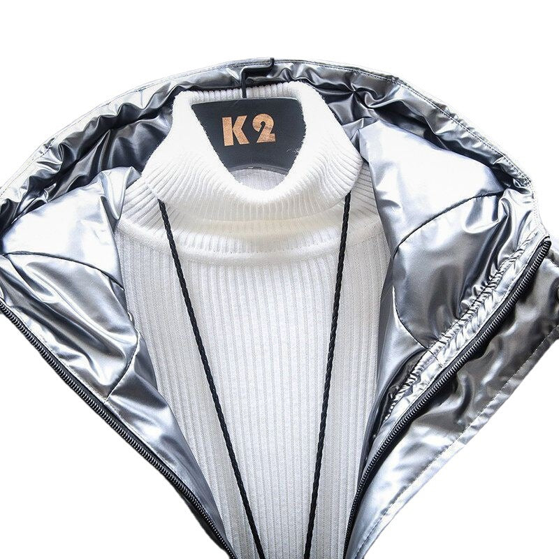 Men's glossy padded jacket with hood and thermal insulation filling Mune Fashion