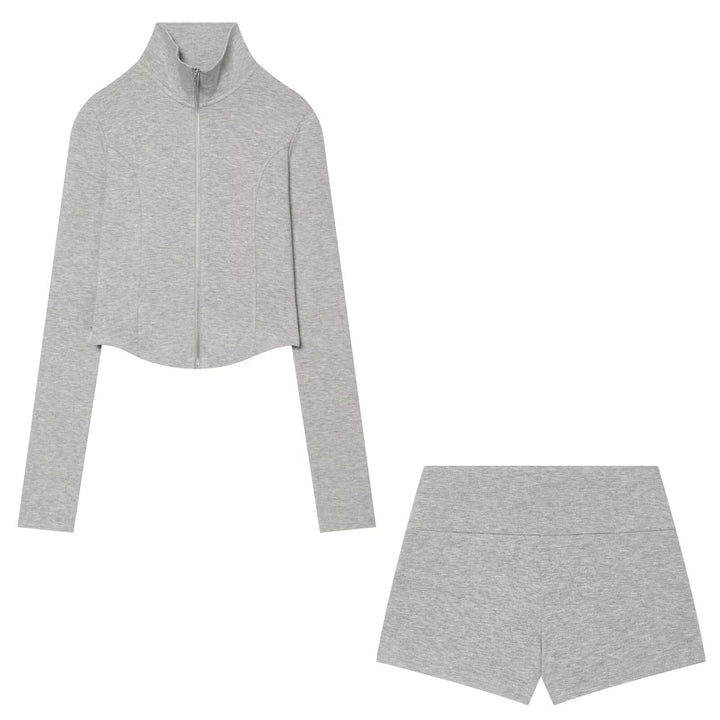 Women Short Cut Zip-Up Set Made of Stretch Jersey Mune Fashion
