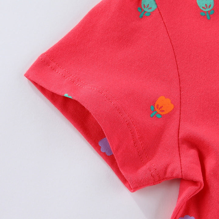 Girls casual dress with colorful dinosaur appliqués Mune Fashion