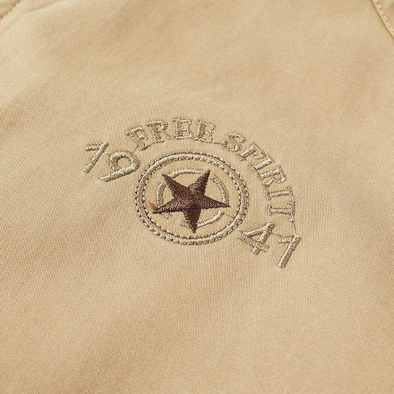 Men's lightweight canvas transitional jacket with stand-up collar, zipper, and ribbed hem Mune Fashion