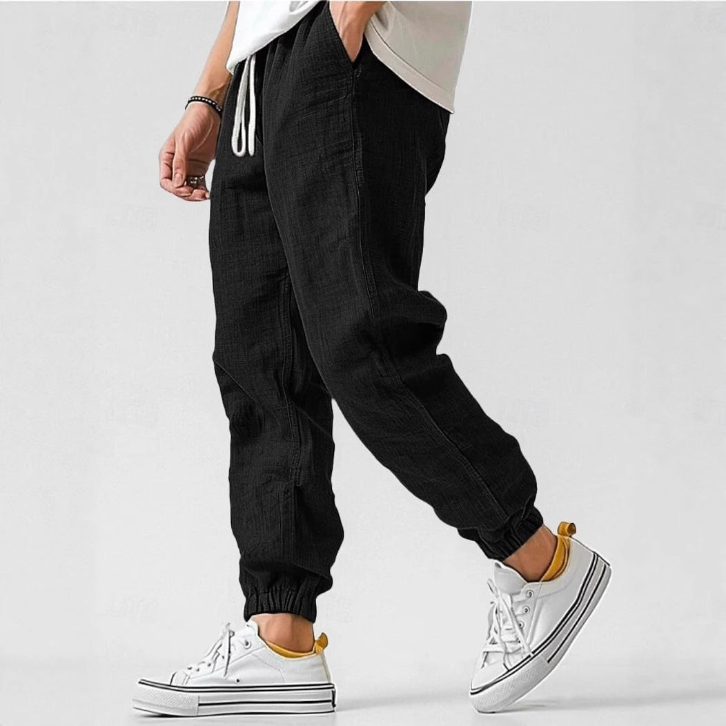 Men's Comfortable Pants with Elastic Waistband and Side Pockets EB