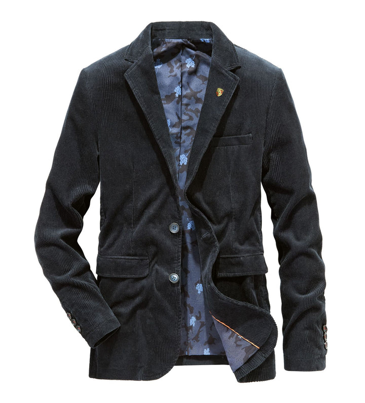 Men's corduroy blazer with floral patterned lining and flap pockets Mune Fashion