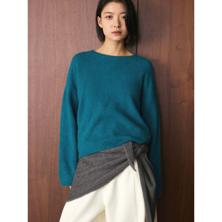 Women's Oversize Fine Knit Sweater with Voluminous Funnel Neck and Loose Silhouette Mune Fashion