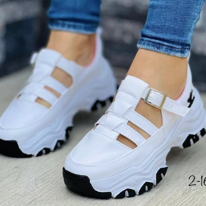 Women's Platform Sneaker with Strap Closure and Padded Comfort Sole Mune Fashion