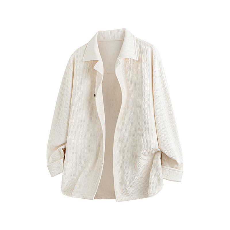 Women Lightly Structured Oversized Shirt Jacket with Lapel Collar & Press Button Front Mune Fashion