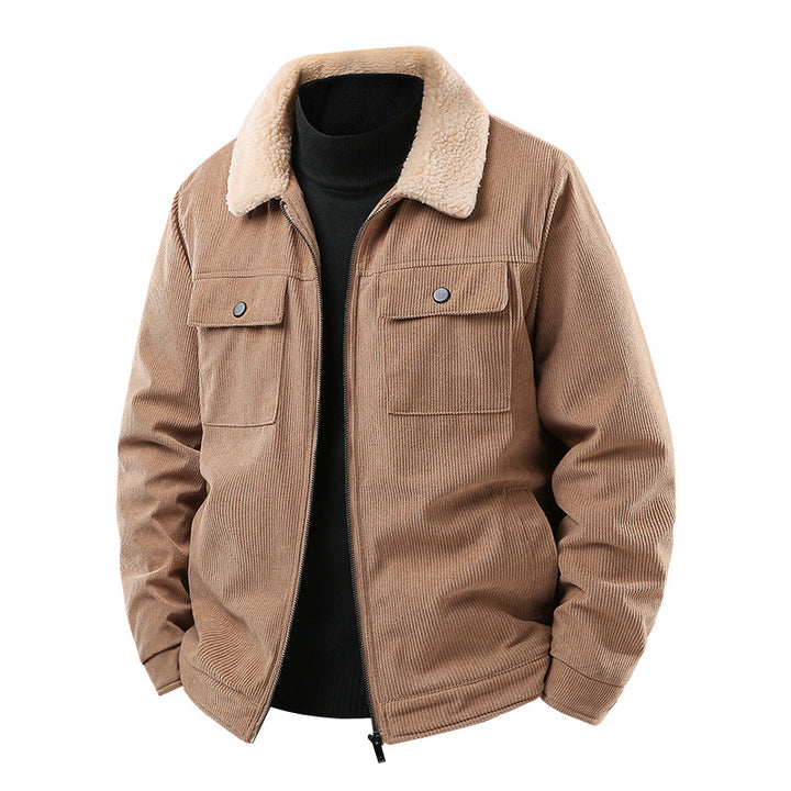 Men's cord jacket with sherpa collar, quilted thermal lining and chest pockets Mune Fashion