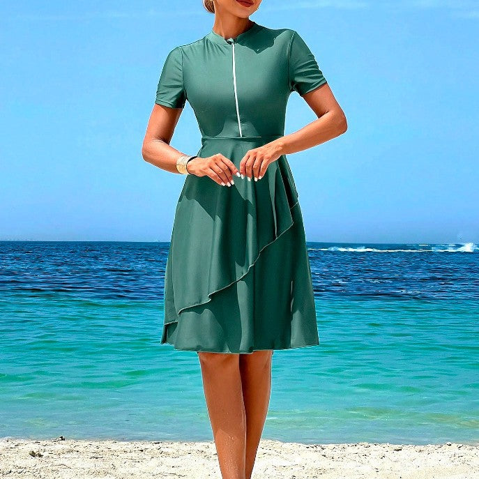 Ladies Elegant Beach Dress with Ruffles Mune Fashion