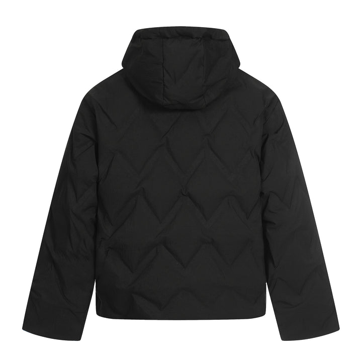 Women's short padded hooded jacket with reflective chevron quilting Mune Fashion