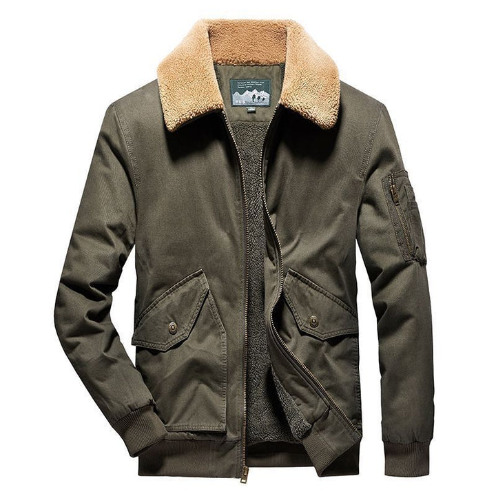 Men's thermo-canvas aviator jacket with continuous Sherpa lining and flap pockets Mune Fashion