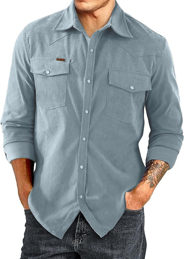 Men's Casual Cotton Shirt with Check Pattern