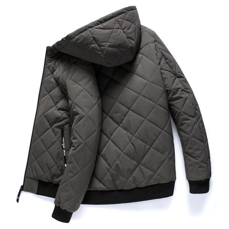 Men's quilted hooded jacket with light thermo insulation and ribbed cuffs Mune Fashion