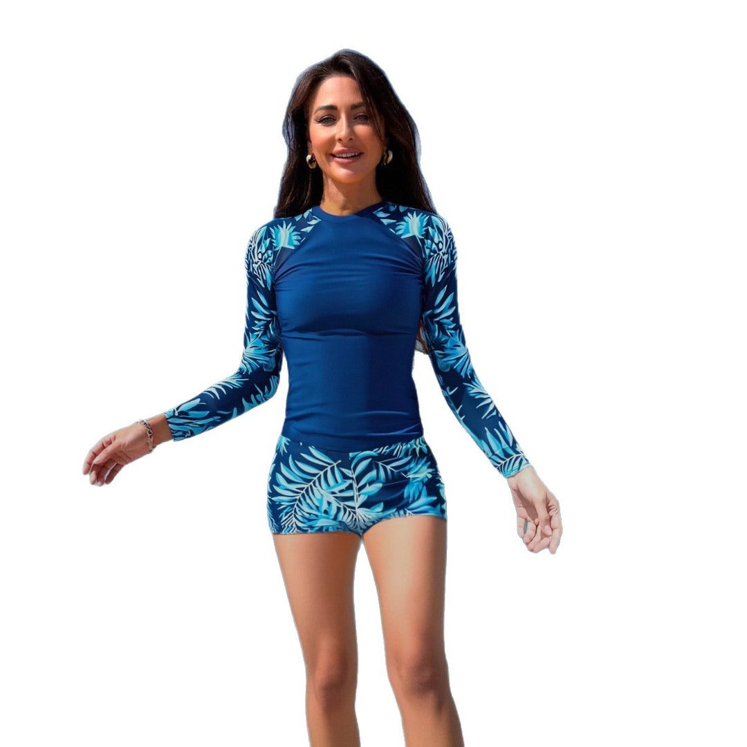 Women's long-sleeved UV protection swimsuit with floral pattern Mune Fashion