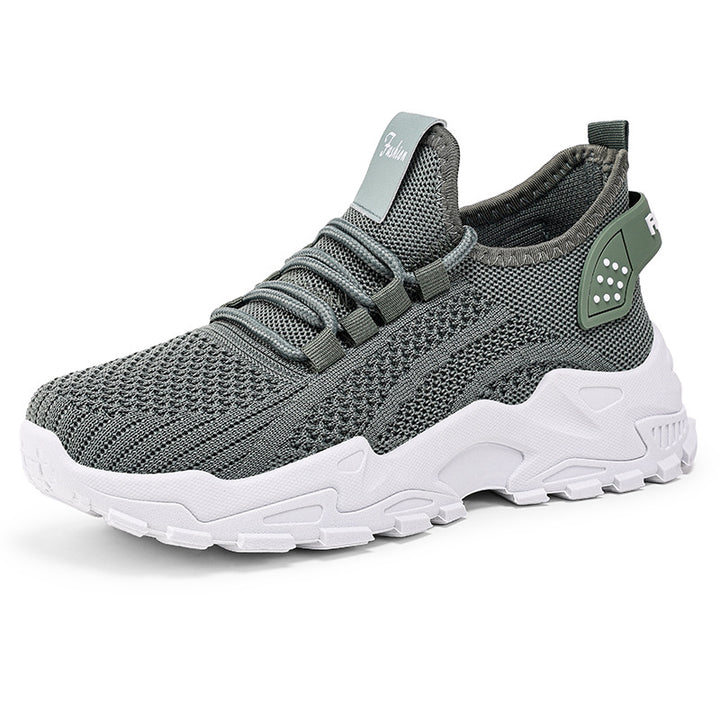 Unisex nan breathable knitted sneakers with thick profile sole and elastic slip-on Mune Fashion