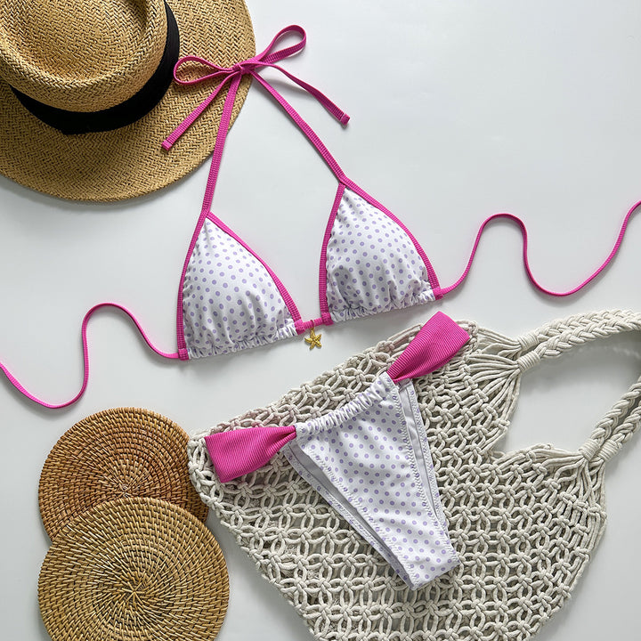 Women's Triangle Bikini with Stylish Polka Dot Pattern Mune Fashion
