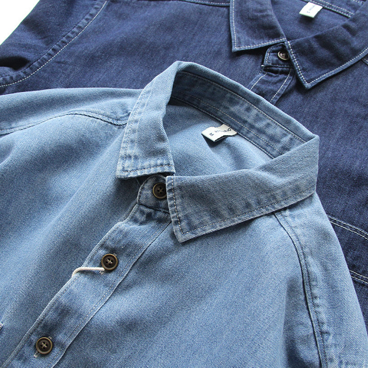 Men's Denim Worker Jacket with Chest Pockets and Relaxed Fit Mune Fashion