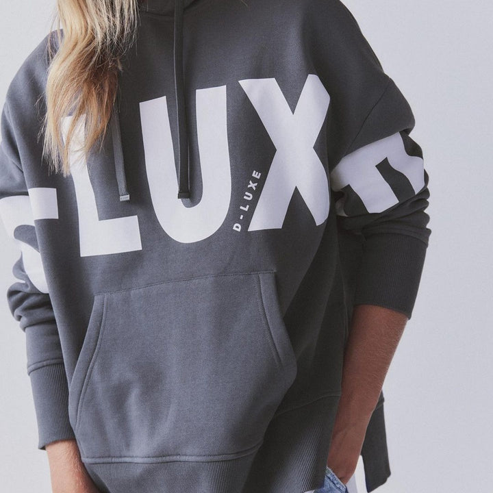 Women's Oversized Hoodie with distinctive logo print, kangaroo pocket and side slits Mune Fashion
