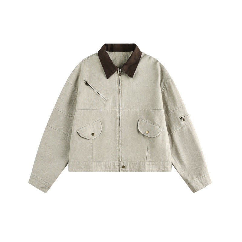 Unisex Boxy-Canvas-Jacket with contrast collar and multifunctional flap pockets Mune Fashion