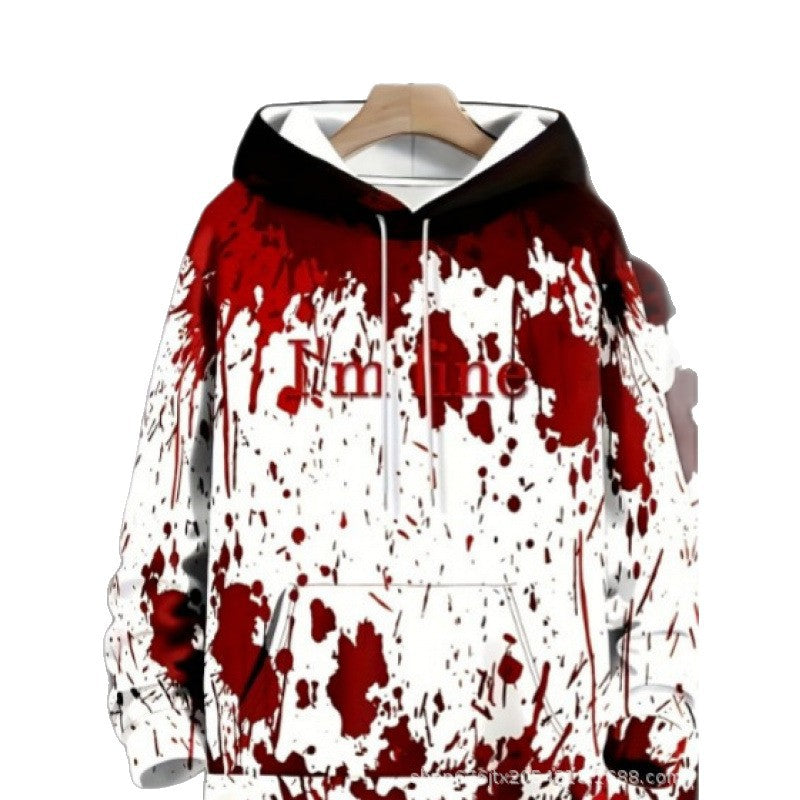 Women's Creative Hoodie with Blood Red Print Mune Fashion