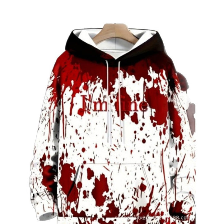 Women's Creative Hoodie with Blood Red Print Mune Fashion