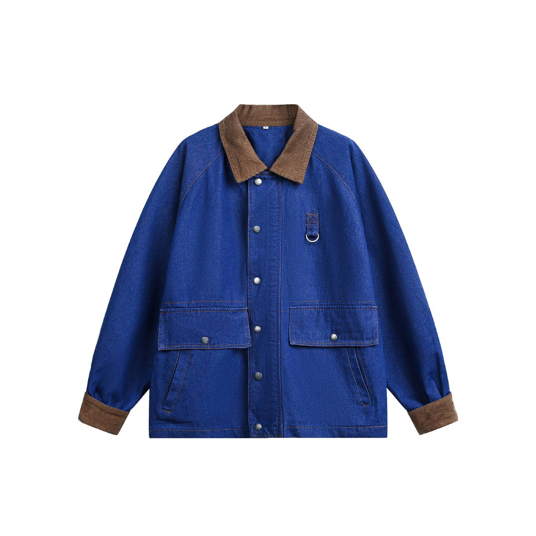 Unisex Kastig cut denim jacket with cord collar and utility details Mune Fashion