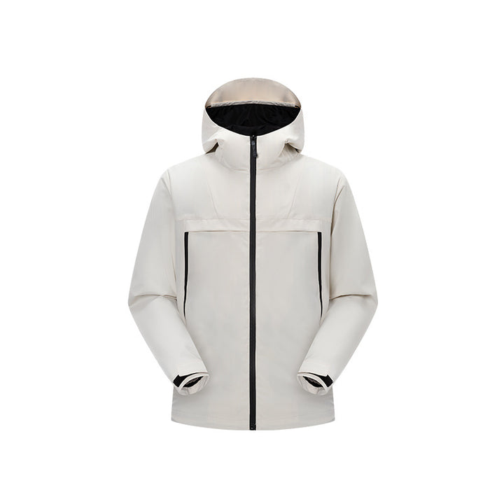 Men's Minimalistic Hybrid Rain Jacket with Stowable Hood and Breathable Membrane Mune Fashion