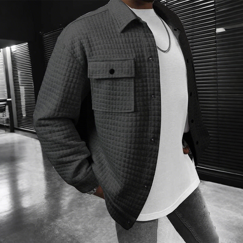Men's quilted overshirt jacket with square quilted structure and patch chest pockets Mune Fashion