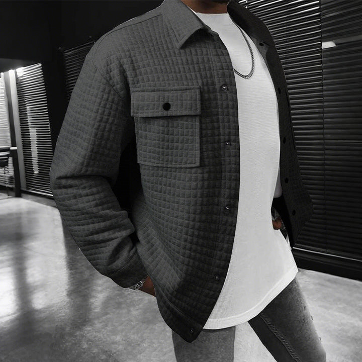 Men's quilted overshirt jacket with square quilted structure and patch chest pockets Mune Fashion