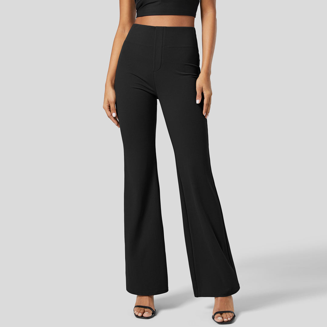 Women's High-Waist Stretch Flared Pants with Wide Comfort Waistband Mune Fashion