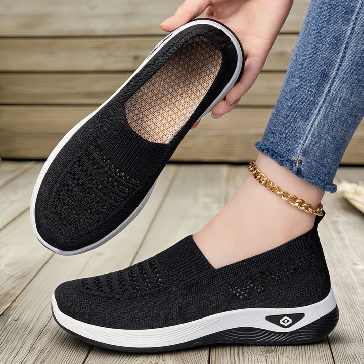 Ladies seamless breathable knit slip-on comfort walking shoe Mune Fashion