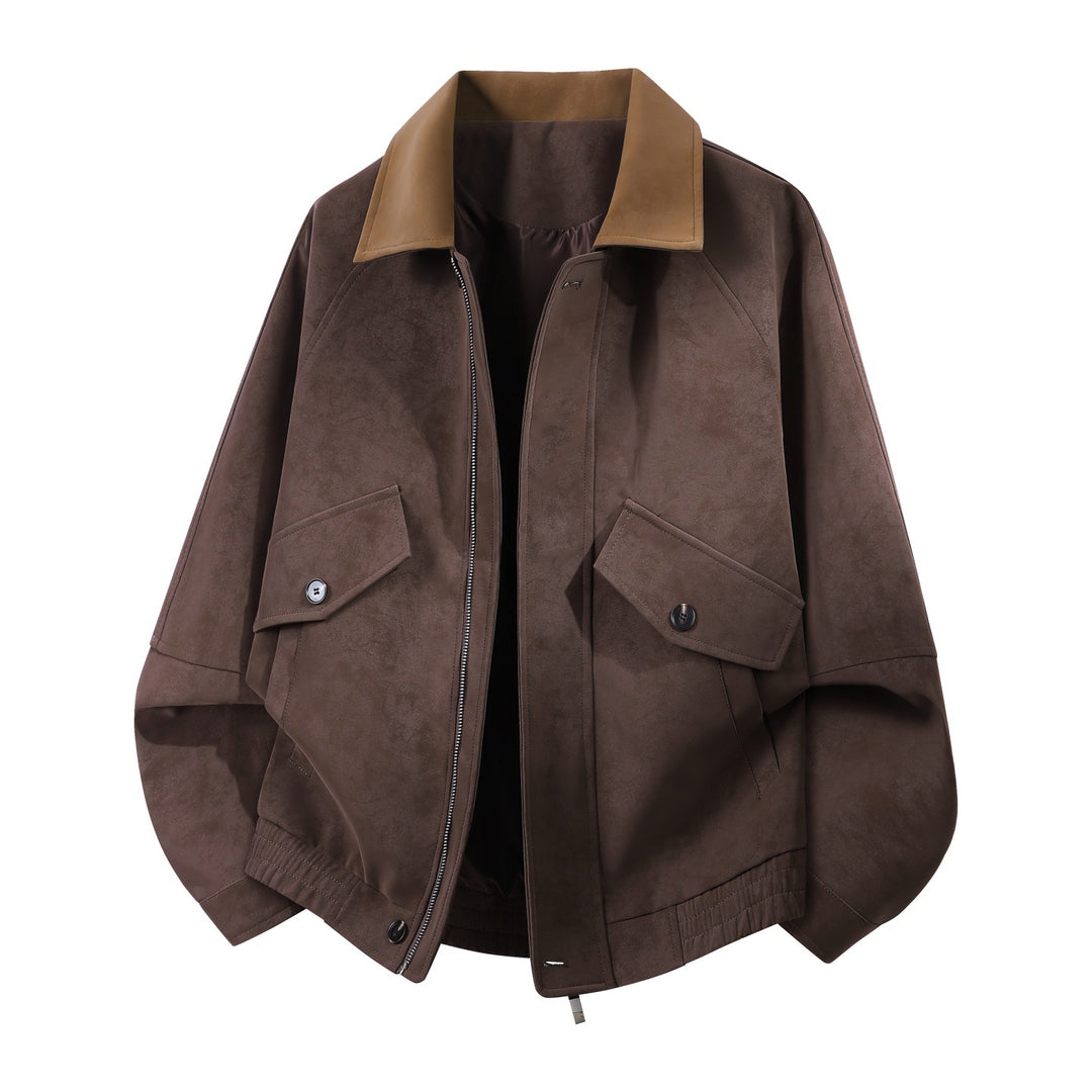 Men's oversized velour blouson with contrasting collar and flap pockets Mune Fashion