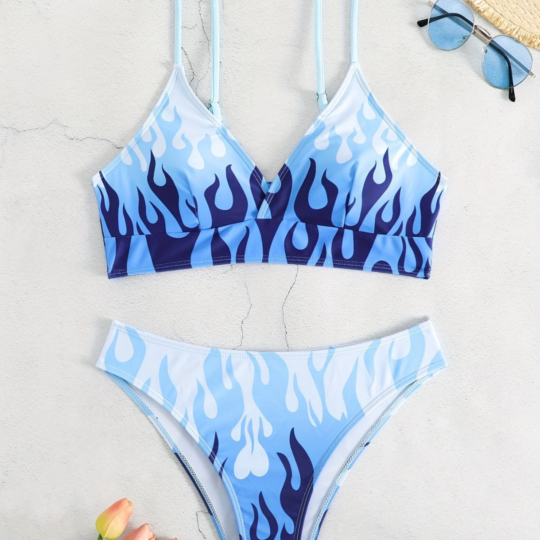 Women Triangular Bikini with exciting flame pattern Mune Fashion