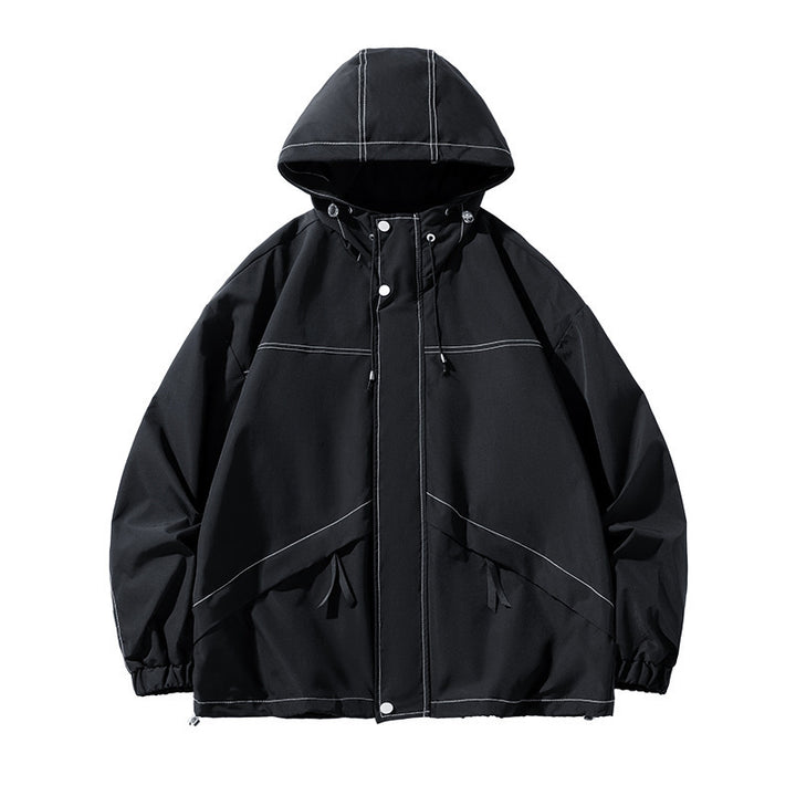 Men's Sporty Transitional Jacket with Adjustable Hood Closure Mune Fashion