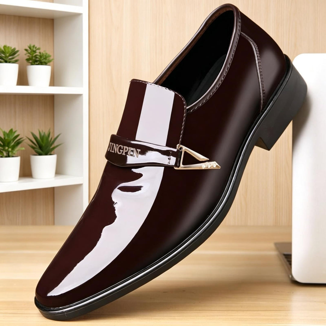 Men's Elegant Lace-up Shoes with High Gloss Mune Fashion