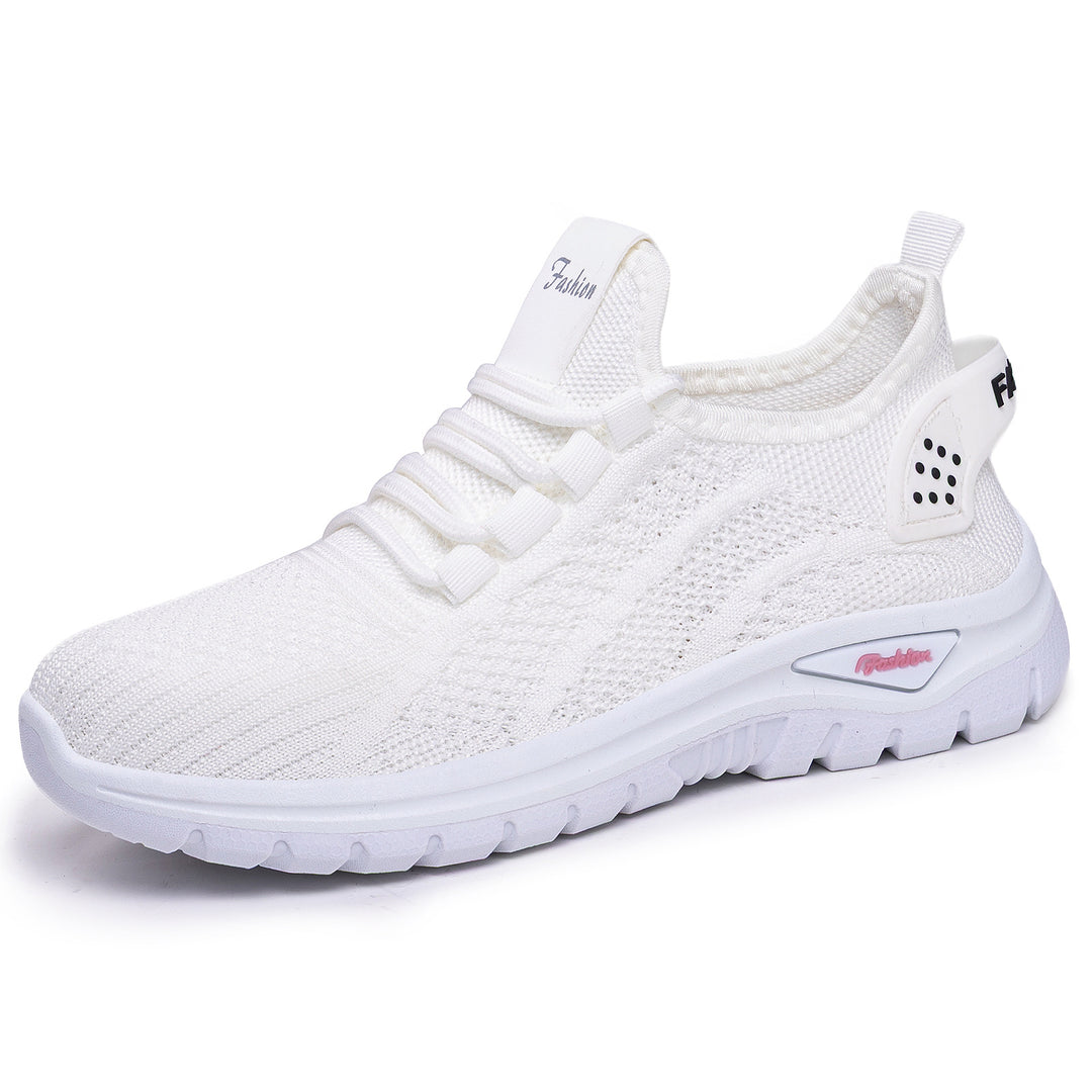 Women's sock-like knit-fit sneakers with elastic lacing, perforated heel reinforcement, and cushioned platform sole Mune Fashion