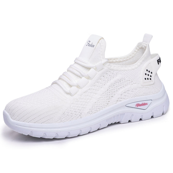 Women's sock-like knit-fit sneakers with elastic lacing, perforated heel reinforcement, and cushioned platform sole Mune Fashion