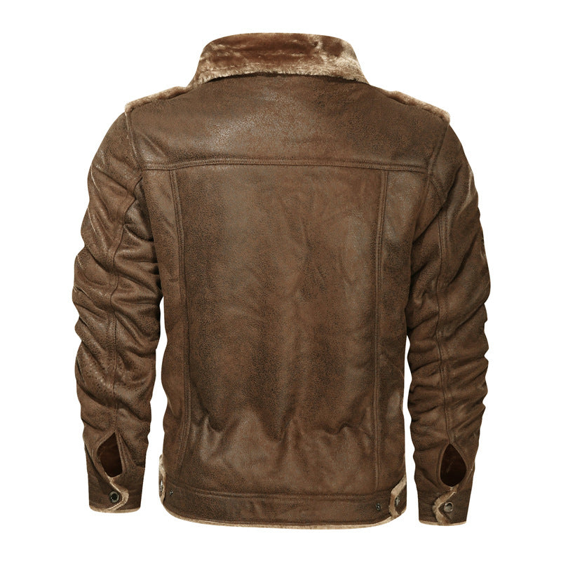 Men's Leatherette Flight Jacket with Teddy Lining and Asymmetrical Zip Mune Fashion