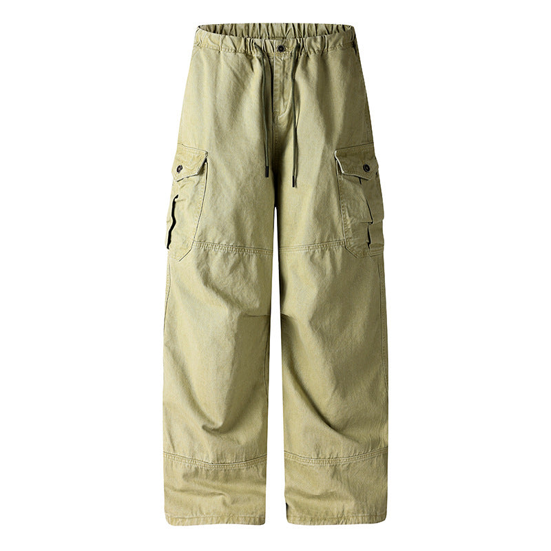 Women's Wide Cargo Palazzo Pants with Drawstring Waist and Multiple Pockets Mune Fashion